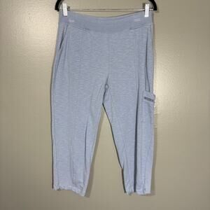 Onque Casual Women's Blue Jersey Knit Cozycore Cropped Sweatpants - Size Medium